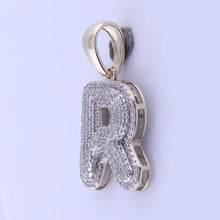 Load image into Gallery viewer, 10kt Yellow Gold Men's Round Diamond Initial R Letter Charm Pendant - 5/8 Cttw - Splendid Jewellery - Splendid Jewellery