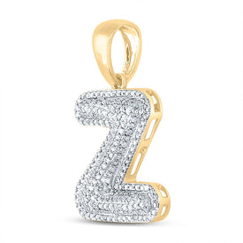 10kt Yellow Gold Men's Round Diamond Initial Z Letter Charm Pendant - 5/8 Cttw - Splendid Jewellery