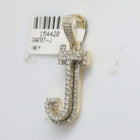10kt Yellow Gold Men's Round Diamond J Initial Charm Pendant - 1 - 1/4 Cttw - Splendid Jewellery