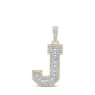 10kt Yellow Gold Men's Round Diamond J Initial Charm Pendant - 2 Cttw | Splendid Jewellery - Splendid Jewellery