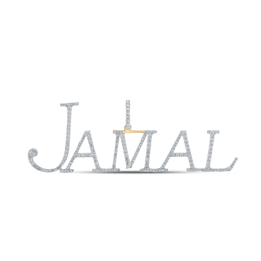 10kt Yellow Gold Men's Round Diamond JAMAL Name Charm Pendant - 1 - 1/5 Cttw | Splendid Jewellery - Splendid Jewellery