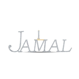 10kt Yellow Gold Men's Round Diamond JAMAL Name Charm Pendant - 1 - 1/5 Cttw | Splendid Jewellery - Splendid Jewellery