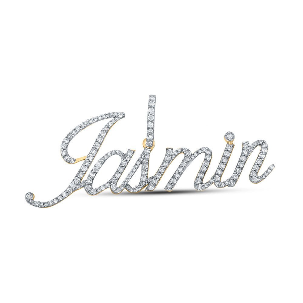 10kt Yellow Gold Men's Round Diamond Jasmin Charm Pendant - 3/4 Cttw | Splendid Jewellery - Splendid Jewellery