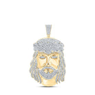 10kt Yellow Gold Men's Round Diamond Jesus Charm Pendant - 2 - 1/4 Cttw - Splendid Jewellery