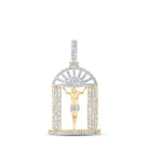 10kt Yellow Gold Mens Round Diamond Jesus Charm Pendant - 3 - 3/4 Cttw | Splendid Jewellery - Splendid Jewellery