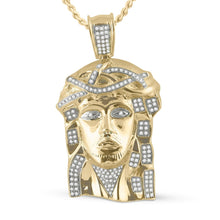 Load image into Gallery viewer, 10kt Yellow Gold Men's Round Diamond Jesus Charm Pendant - A Symbol of Faith and Style - Splendid Jewellery