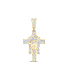 10kt Yellow Gold Men's Round Diamond Jesus Cross Charm Pendant - 1 Cttw - Splendid Jewellery