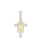 10kt Yellow Gold Men's Round Diamond Jesus Cross Charm Pendant - 1 Cttw - Splendid Jewellery