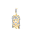 10kt Yellow Gold Men's Round Diamond Jesus Face Charm Pendant - 1 - 1/2 Cttw | Splendid Jewellery - Splendid Jewellery