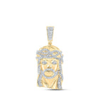 10kt Yellow Gold Men's Round Diamond Jesus Face Charm Pendant - 1 - 1/2 Cttw | Splendid Jewellery - Splendid Jewellery
