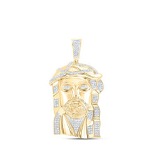 Load image into Gallery viewer, 10kt Yellow Gold Men's Round Diamond Jesus Face Charm Pendant - 1 - 1/2 Cttw | Splendid Jewellery - Splendid Jewellery