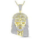 10kt Yellow Gold Men's Round Diamond Jesus Face Charm Pendant - 1 - 1/4 Cttw - Splendid Jewellery