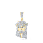 10kt Yellow Gold Men's Round Diamond Jesus Face Charm Pendant - 2 - 1/3 Cttw | Splendid Jewellery - Splendid Jewellery