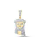 10kt Yellow Gold Men's Round Diamond Jesus Face Charm Pendant 2 Cttw - Splendid Jewellery