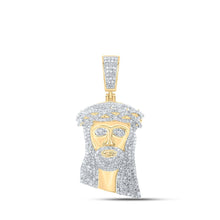 Load image into Gallery viewer, 10kt Yellow Gold Men's Round Diamond Jesus Face Charm Pendant 2 Cttw - Splendid Jewellery
