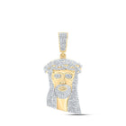10kt Yellow Gold Men's Round Diamond Jesus Face Charm Pendant - 5 Cttw | Splendid Jewellery - Splendid Jewellery