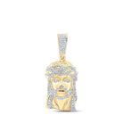 10kt Yellow Gold Men's Round Diamond Jesus Face Charm Pendant - 5/8 Cttw | Splendid Jewellery - Splendid Jewellery