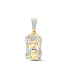 Load image into Gallery viewer, 10kt Yellow Gold Men's Round Diamond Jesus Face Charm Pendant - 5/8 Cttw | Splendid Jewellery - Splendid Jewellery