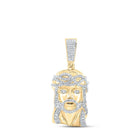10kt Yellow Gold Men's Round Diamond Jesus Face Charm Pendant - 5/8 Cttw | Splendid Jewellery - Splendid Jewellery