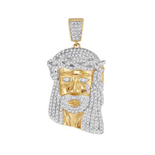 Load image into Gallery viewer, 10kt Yellow Gold Men&#39;s Round Diamond Jesus Face Charm Pendant - 7/8 Cttw | Splendid Jewellery  Side View from Splendid Jewellery