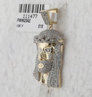 10kt Yellow Gold Men's Round Diamond Jesus Face Charm Pendant - 7/8 Cttw | Splendid Jewellery - Splendid Jewellery