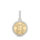 10kt Yellow Gold Men's Round Diamond Jesus Face Circle Charm Pendant 3/4 Cttw - The Divine Brilliance Pendant - Splendid Jewellery