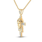 10kt Yellow Gold Men's Round Diamond Jesus Face Cross Charm Pendant - 1 - 1/4 Cttw | Splendid Jewellery - Splendid Jewellery