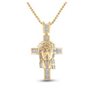 10kt Yellow Gold Men's Round Diamond Jesus Face Cross Charm Pendant - 1 - 1/4 Cttw | Splendid Jewellery - Splendid Jewellery