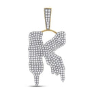 10kt Yellow Gold Men's Round Diamond K Drip Letter Charm Pendant - 2 - 1/2 Cttw | Splendid Jewellery - Splendid Jewellery