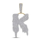 10kt Yellow Gold Men's Round Diamond K Drip Letter Charm Pendant - 2 - 1/2 Cttw | Splendid Jewellery - Splendid Jewellery