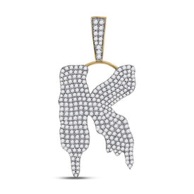 10kt Yellow Gold Men's Round Diamond K Drip Letter Charm Pendant - 2 - 1/2 Cttw | Splendid Jewellery - Splendid Jewellery