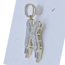 Load image into Gallery viewer, 10kt Yellow Gold Men&#39;s Round Diamond K Dripping Letter Charm Pendant - 3/4 Cttw product Side View from Splendid Jewellery