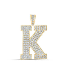 Load image into Gallery viewer, 10kt Yellow Gold Mens Round Diamond K Initial Letter Charm Pendant - Exquisite Brilliance - Splendid Jewellery