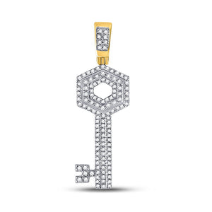 10kt Yellow Gold Men's Round Diamond Key Charm Pendant - Captivating Elegance - Splendid Jewellery