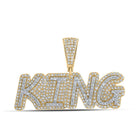 10kt Yellow Gold Men's Round Diamond KING Charm Pendant - 1 Cttw | Splendid Jewellery - Splendid Jewellery