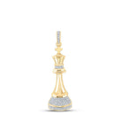 10kt Yellow Gold Men's Round Diamond King Chess Piece Charm Pendant 1/10 Cttw - Majestic Brilliance - Splendid Jewellery