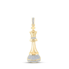 10kt Yellow Gold Men's Round Diamond King Chess Piece Charm Pendant 1/10 Cttw - Majestic Brilliance - Splendid Jewellery