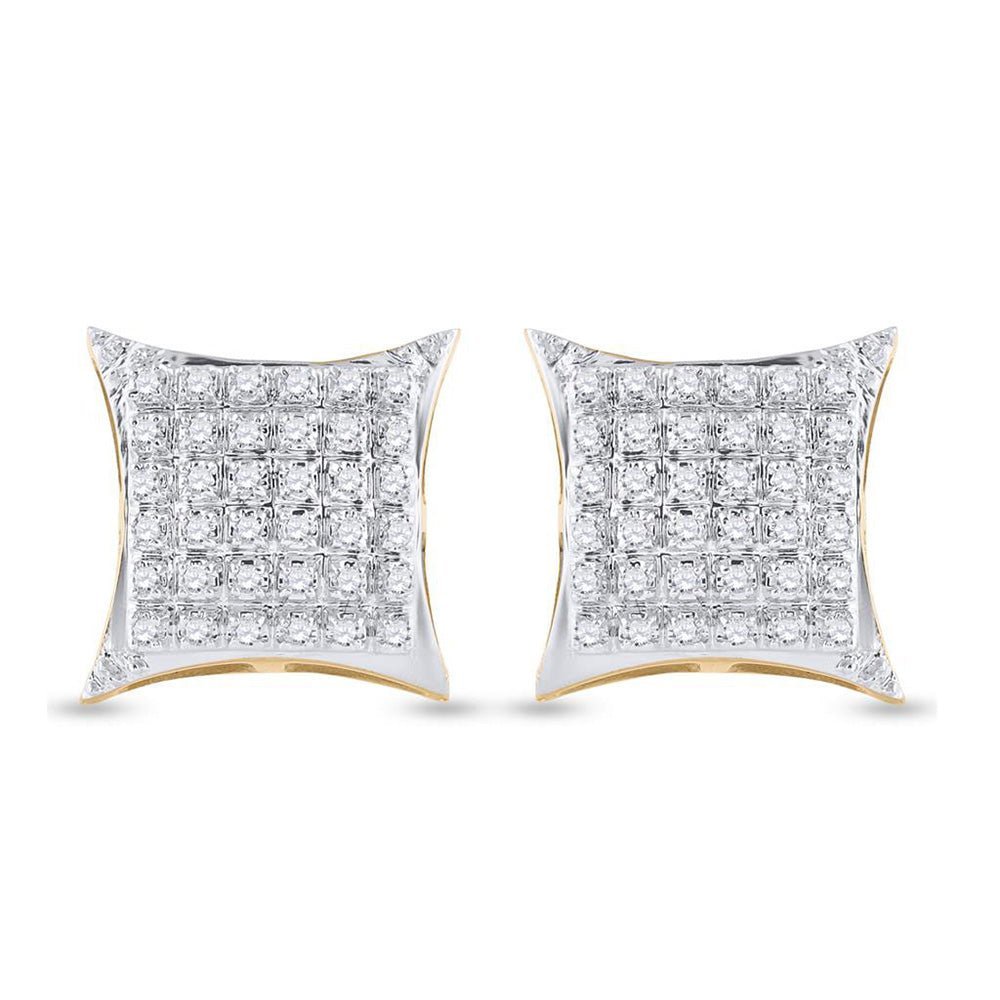 10kt Yellow Gold Men's Round Diamond Kite Square Earrings 1/5 Cttw | Exquisite Diamond Jewelry - Splendid Jewellery