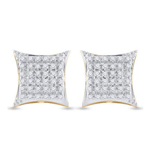 Load image into Gallery viewer, 10kt Yellow Gold Men's Round Diamond Kite Square Earrings 1/5 Cttw | Exquisite Diamond Jewelry - Splendid Jewellery