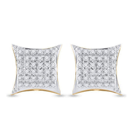 10kt Yellow Gold Men's Round Diamond Kite Square Earrings 1/5 Cttw | Exquisite Diamond Jewelry - Splendid Jewellery