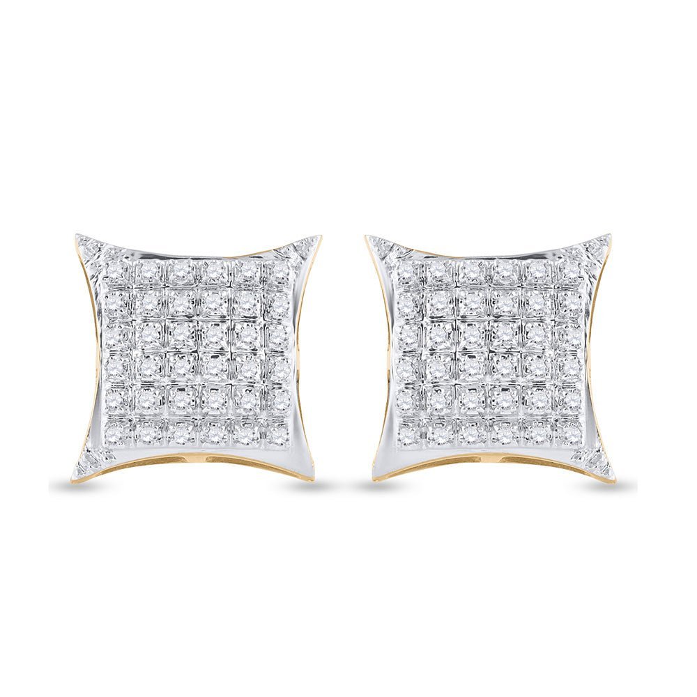 10kt Yellow Gold Men's Round Diamond Kite Square Earrings 1/5 Cttw | Exquisite Diamond Jewelry - Splendid Jewellery