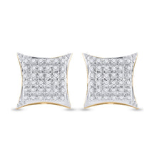 Load image into Gallery viewer, 10kt Yellow Gold Men's Round Diamond Kite Square Earrings 1/5 Cttw | Exquisite Diamond Jewelry - Splendid Jewellery