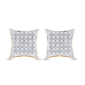 10kt Yellow Gold Men's Round Diamond Kite Square Earrings 1/5 Cttw | Exquisite Diamond Jewelry - Splendid Jewellery