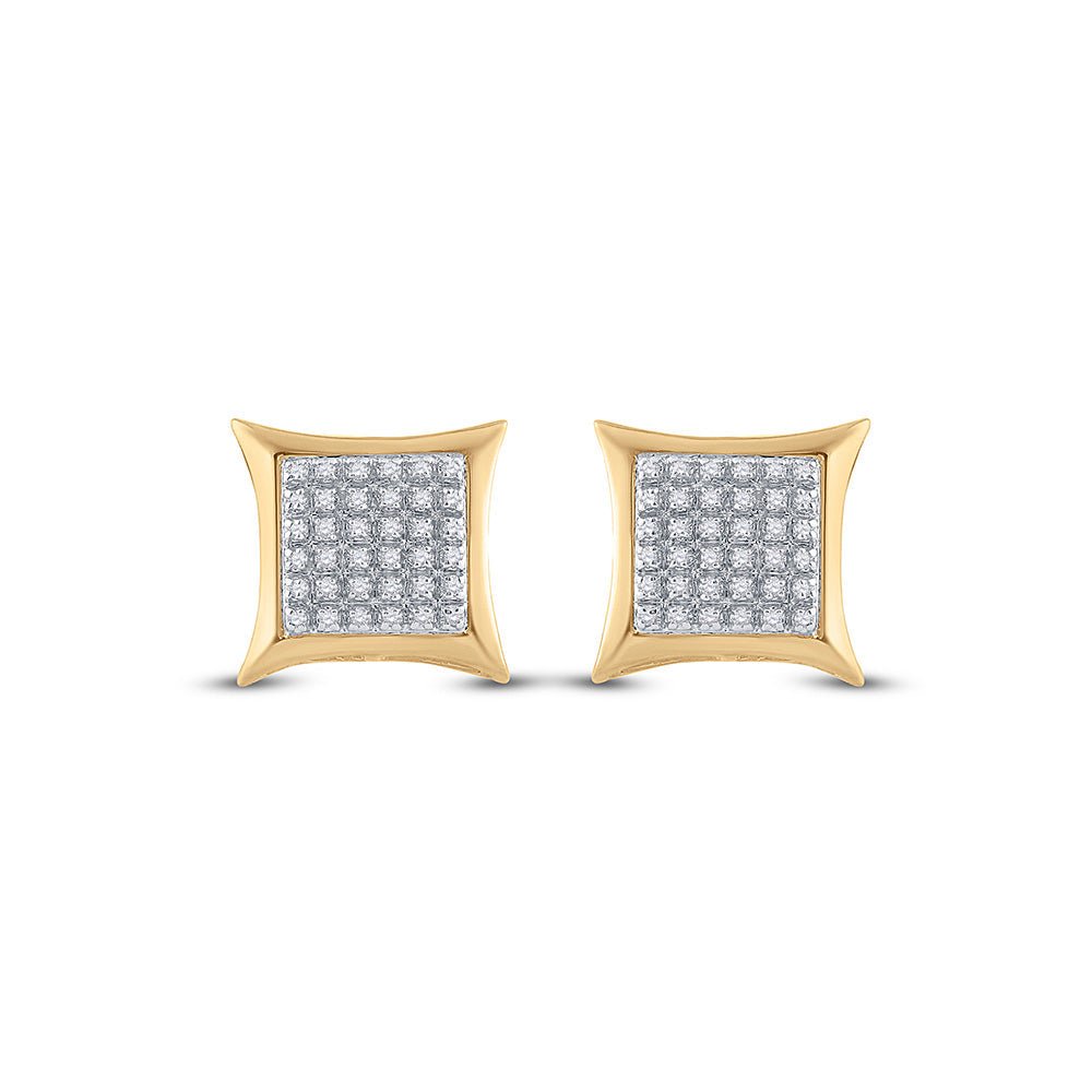 10kt Yellow Gold Men's Round Diamond Kite Square Earrings 1/5 Cttw | Striking Gems - Splendid Jewellery