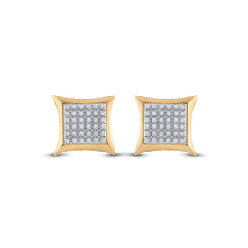 10kt Yellow Gold Men's Round Diamond Kite Square Earrings 1/5 Cttw | Striking Gems - Splendid Jewellery