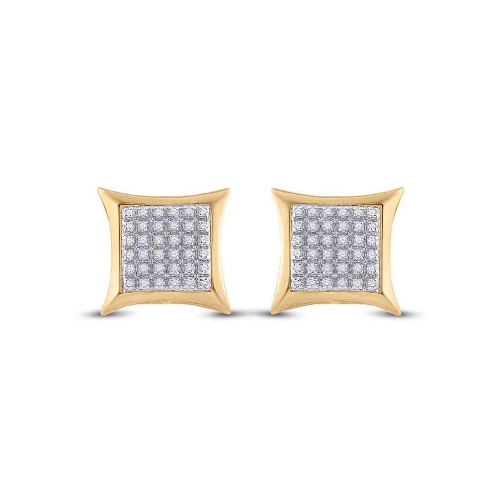 10kt Yellow Gold Men's Round Diamond Kite Square Earrings 1/5 Cttw | Striking Gems - Splendid Jewellery