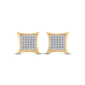 10kt Yellow Gold Men's Round Diamond Kite Square Earrings 1/5 Cttw | Striking Gems - Splendid Jewellery