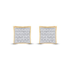 10kt Yellow Gold Men's Round Diamond Kite Square Earrings 1/6 Cttw | Dazzling Geometric Diamond Studs - Splendid Jewellery