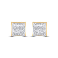 Load image into Gallery viewer, 10kt Yellow Gold Men's Round Diamond Kite Square Earrings 1/6 Cttw | Dazzling Geometric Diamond Studs - Splendid Jewellery