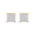 10kt Yellow Gold Men's Round Diamond Kite Square Earrings 1/6 Cttw | Dazzling Geometric Diamond Studs - Splendid Jewellery